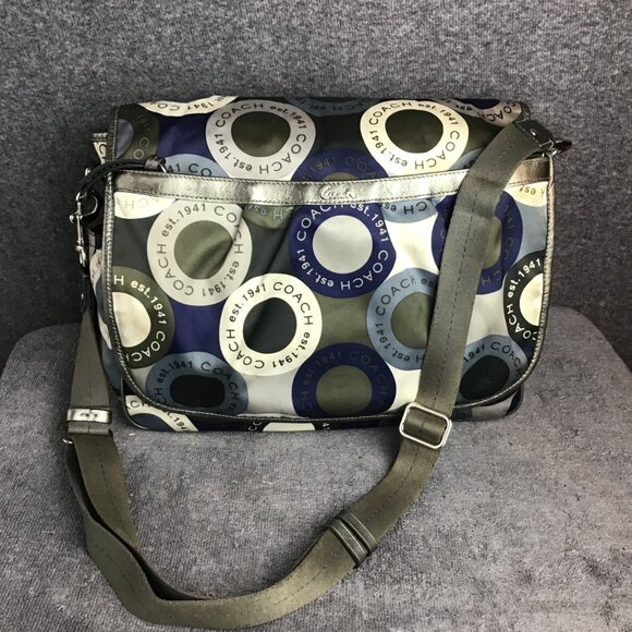 Coach Snaphead Blue Multicolor Diaper Messenger Overnight Carry On Bag - Picture 3 of 7